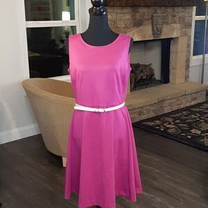 212 Collection Vivid Viola Lined Upper Dress with Zipper and Belt